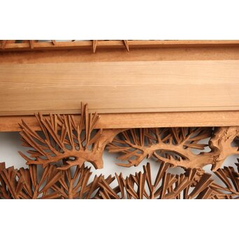 侊陽銘 深彫松竹梅 木彫欄間 2枚1組　R0215Y 