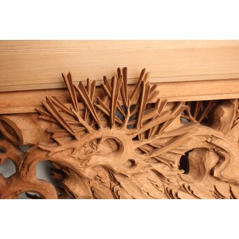 侊陽銘 深彫松竹梅 木彫欄間 2枚1組　R0215Y 