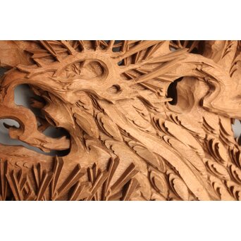 侊陽銘 深彫松竹梅 木彫欄間 2枚1組　R0215Y 