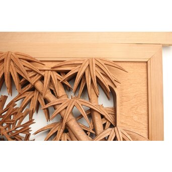 侊陽銘 深彫松竹梅 木彫欄間 2枚1組　R0215Y 