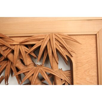 侊陽銘 深彫松竹梅 木彫欄間 2枚1組　R0215Y 