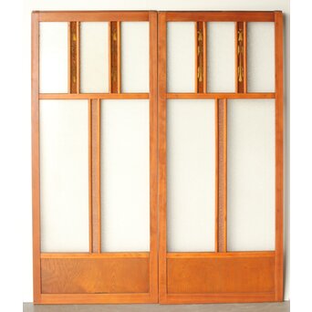 アンバーダイア色ガラス レトロ建具 2枚1組　GD0112Y 