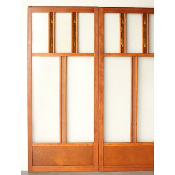 アンバーダイア色ガラス レトロ建具 2枚1組　GD0112Y 