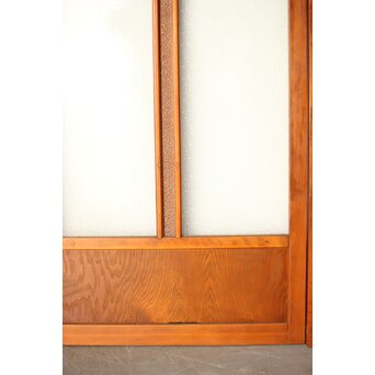 アンバーダイア色ガラス レトロ建具 2枚1組　GD0112Y 