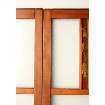 アンバーダイア色ガラス レトロ建具 2枚1組　GD0112Y 