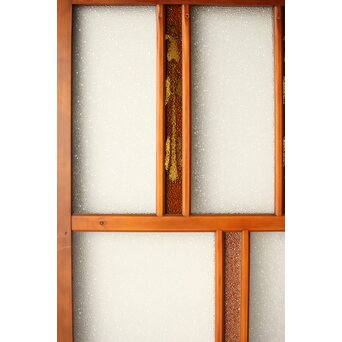 アンバーダイア色ガラス レトロ建具 2枚1組　GD0112Y 