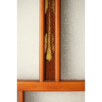 アンバーダイア色ガラス レトロ建具 2枚1組　GD0112Y 