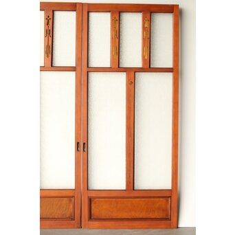 アンバーダイア色ガラス レトロ建具 2枚1組　GD0112Y 