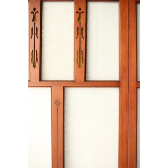 アンバーダイア色ガラス レトロ建具 2枚1組　GD0112Y 