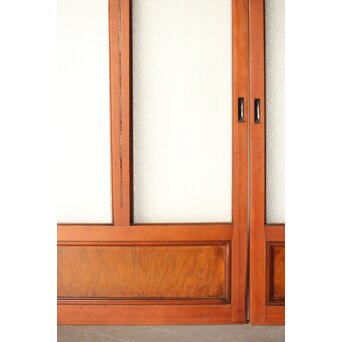 アンバーダイア色ガラス レトロ建具 2枚1組　GD0112Y 