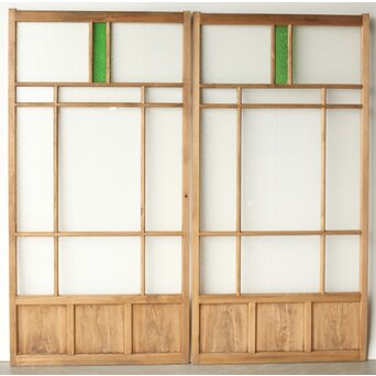 プレスと緑色ガラスの建具 2枚1組　GD0115Y