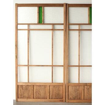 プレスと緑色ガラスの建具 2枚1組　GD0115Y 