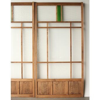 プレスと緑色ガラスの建具 2枚1組　GD0115Y 