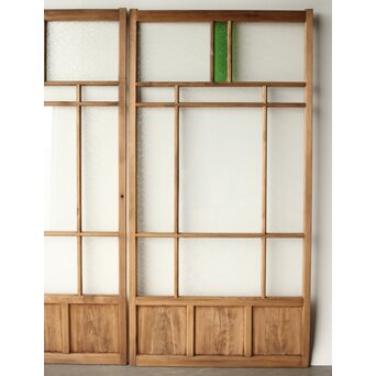 プレスと緑色ガラスの建具 2枚1組　GD0115Y 