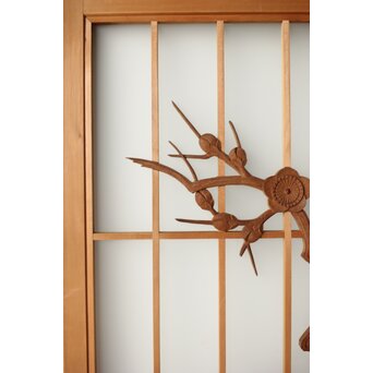 梅に鶯 ガラス書院戸 2枚1組　R0222 