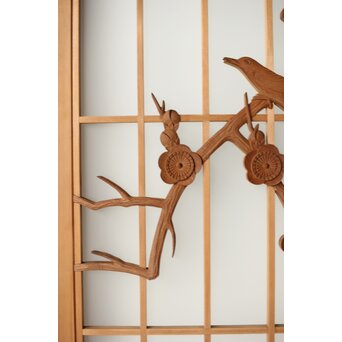 梅に鶯 ガラス書院戸 2枚1組　R0222 