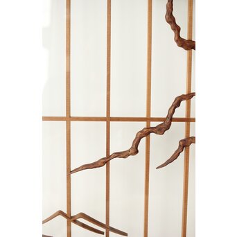 鶴亀木彫 大型ガラス書院 2枚1組　R0225 