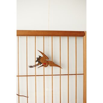 鶴亀木彫 大型ガラス書院 2枚1組　R0225 