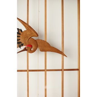 鶴亀木彫 大型ガラス書院 2枚1組　R0225 