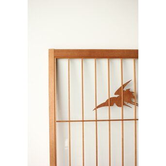 鶴亀木彫 大型ガラス書院 2枚1組　R0225 