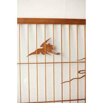 鶴亀木彫 大型ガラス書院 2枚1組　R0225 