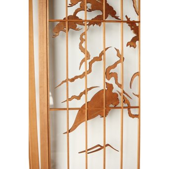 鶴亀木彫 大型ガラス書院 2枚1組　R0225 