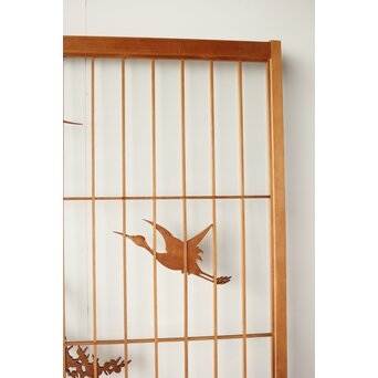 鶴亀木彫 大型ガラス書院 2枚1組　R0225 