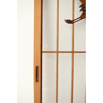 鶴亀木彫 大型ガラス書院 2枚1組　R0225 