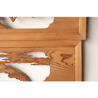 鶴亀木彫欄間 2枚1組　R0228 