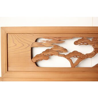 鶴亀木彫欄間 2枚1組　R0228 