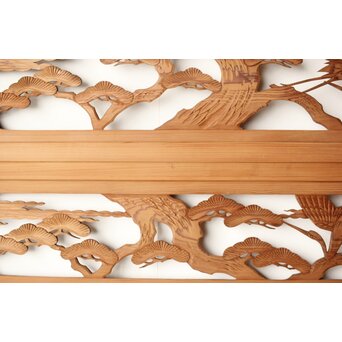 鶴亀木彫欄間 2枚1組　R0228 