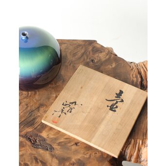 人間国宝 三代徳田正彦/八十吉 九谷彩釉壺 共箱  P348 