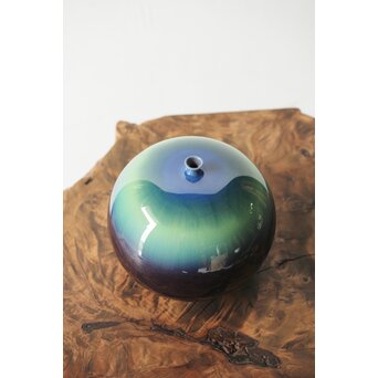 人間国宝 三代徳田正彦/八十吉 九谷彩釉壺 共箱  P348 