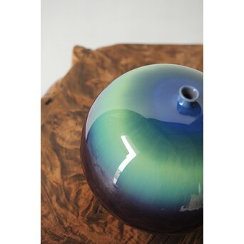 人間国宝 三代徳田正彦/八十吉 九谷彩釉壺 共箱  P348 