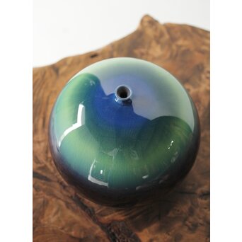 人間国宝 三代徳田正彦/八十吉 九谷彩釉壺 共箱  P348 