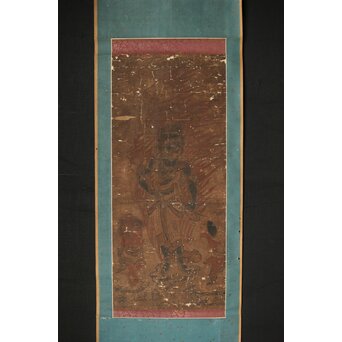 古画仏画 不動明王図 紙本掛軸　Z309