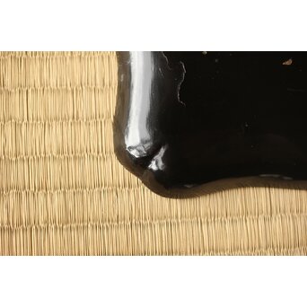 江千里製 青貝布袋図 入隅四方黒漆盆/香盆　Q306 