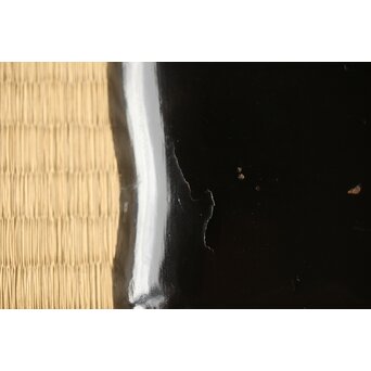 江千里製 青貝布袋図 入隅四方黒漆盆/香盆　Q306 