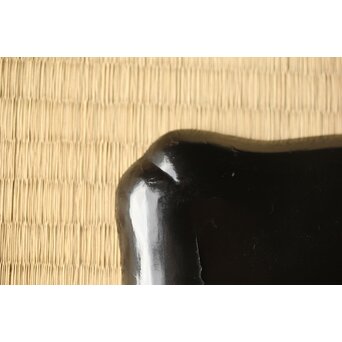 江千里製 青貝布袋図 入隅四方黒漆盆/香盆　Q306 