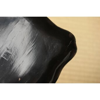 江千里製 青貝布袋図 入隅四方黒漆盆/香盆　Q306 