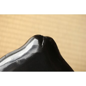 江千里製 青貝布袋図 入隅四方黒漆盆/香盆　Q306 