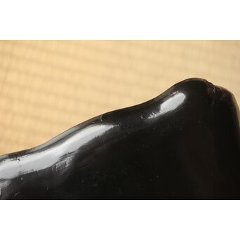 江千里製 青貝布袋図 入隅四方黒漆盆/香盆　Q306 