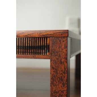 神代欅上玉杢と黒柿の筬装飾 指物卓　X362 