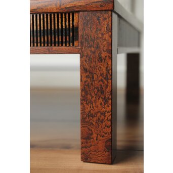 神代欅上玉杢と黒柿の筬装飾 指物卓　X362 