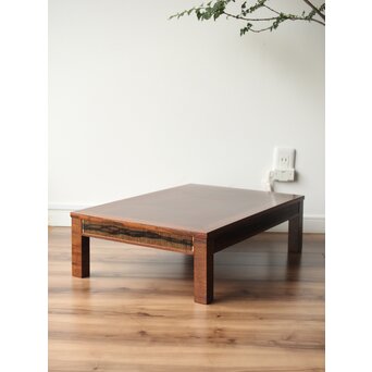 神代欅上玉杢と黒柿の筬装飾 指物卓　X362 