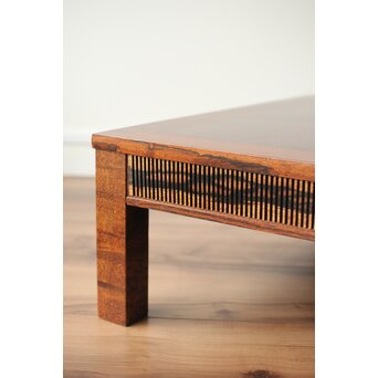 神代欅上玉杢と黒柿の筬装飾 指物卓　X362 