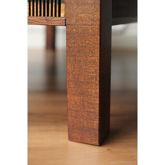 神代欅上玉杢と黒柿の筬装飾 指物卓　X362 