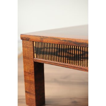 神代欅上玉杢と黒柿の筬装飾 指物卓　X362 