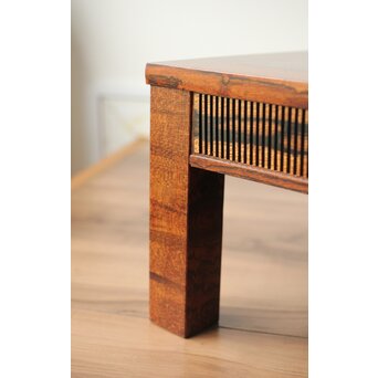 神代欅上玉杢と黒柿の筬装飾 指物卓　X362 