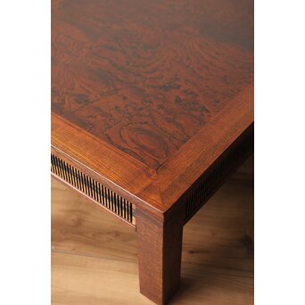 神代欅上玉杢と黒柿の筬装飾 指物卓　X362 